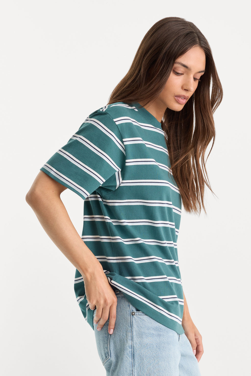 Luxury THE OVERSIZED TEE HARBOR STRIPE DEEP TEAL