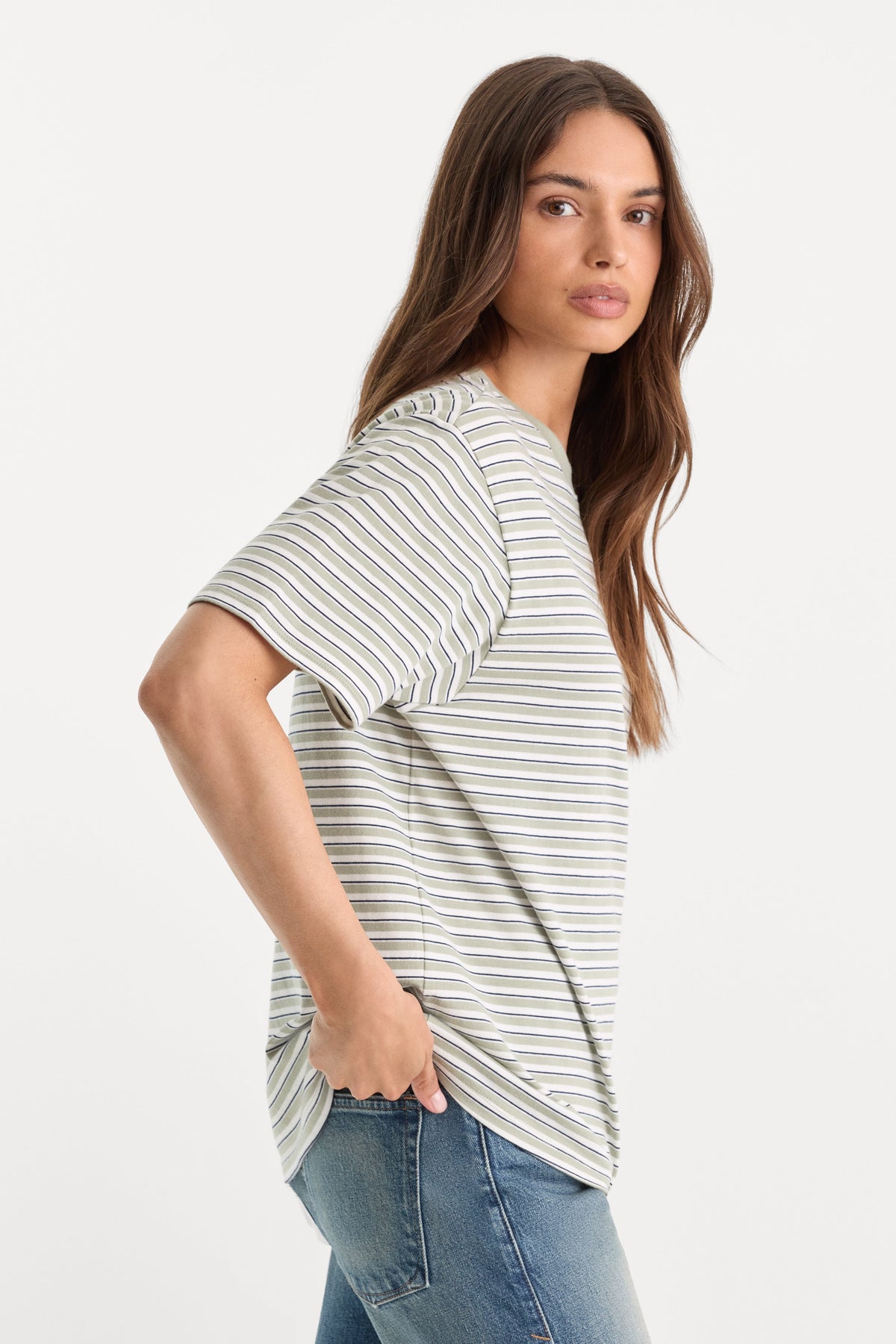 Luxury THE OVERSIZED TEE CLASSIC STRIPE MOSSWELL