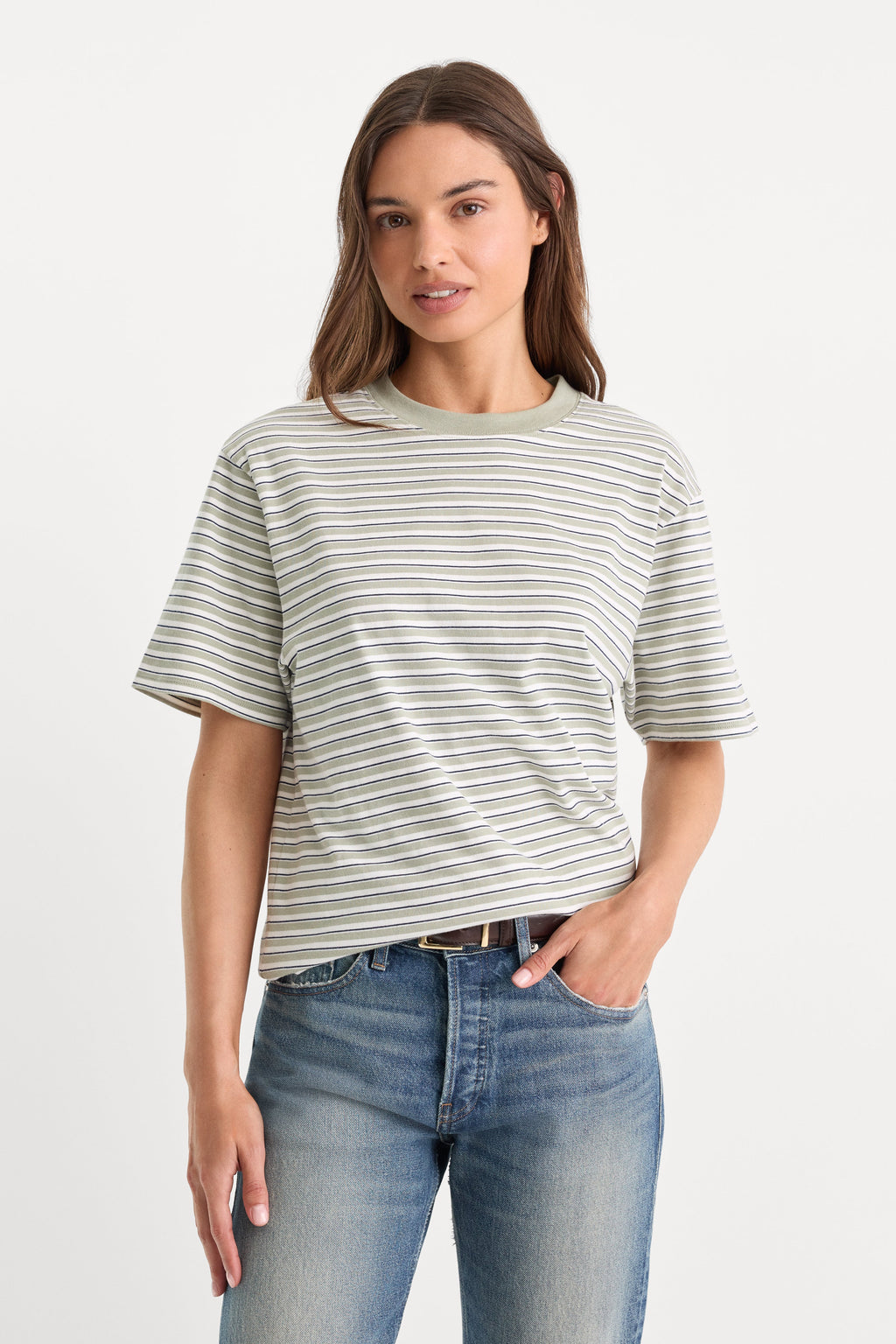 Luxury THE OVERSIZED TEE CLASSIC STRIPE MOSSWELL