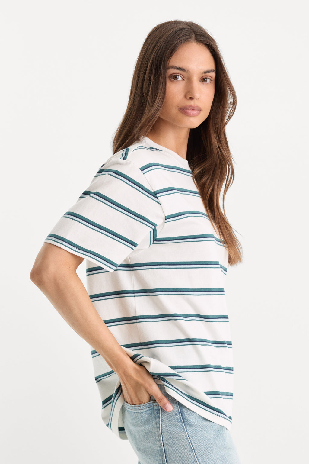 Luxury THE OVERSIZED TEE HARBOR STRIPE CLOUD WHITE