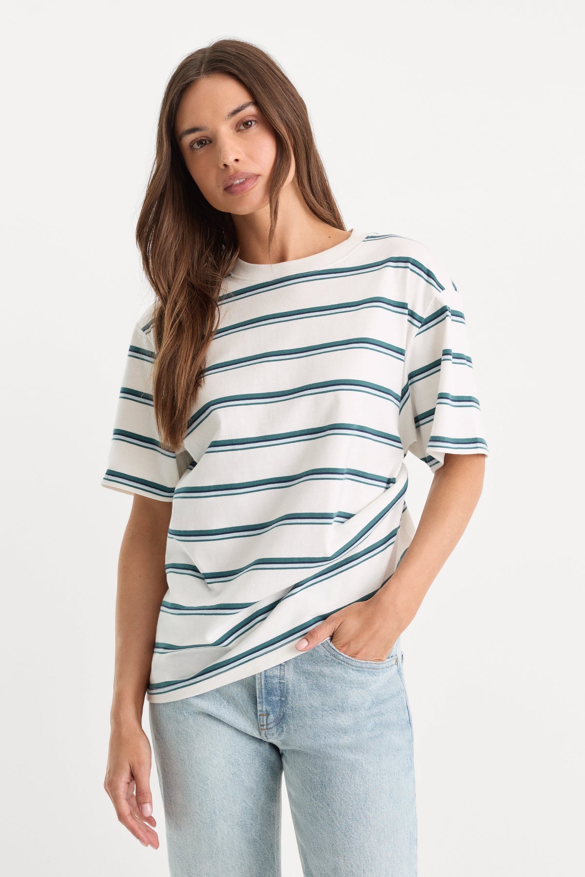 Luxury THE OVERSIZED TEE HARBOR STRIPE CLOUD WHITE
