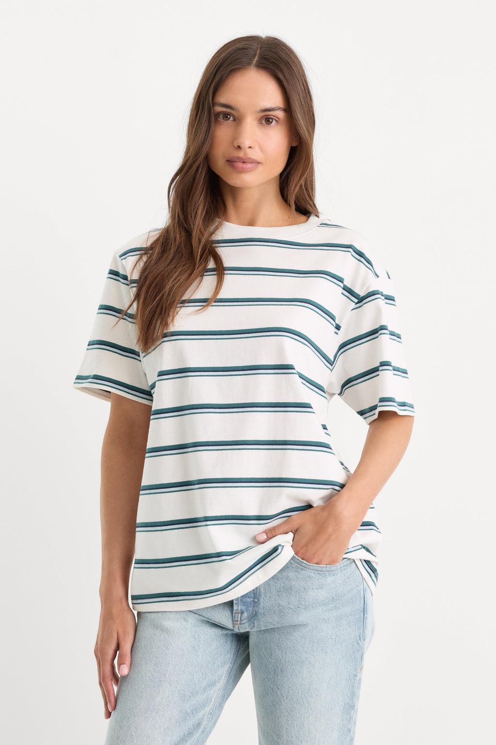 Luxury THE OVERSIZED TEE HARBOR STRIPE CLOUD WHITE