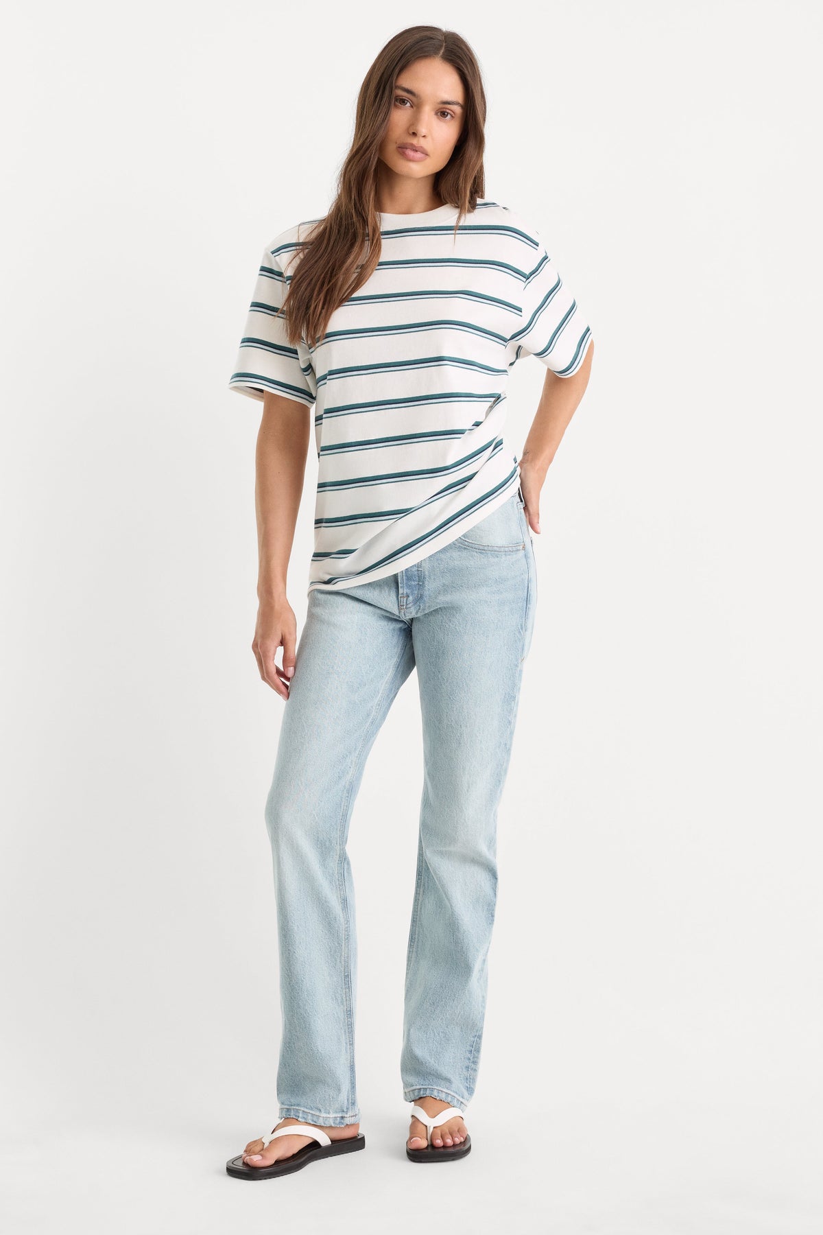 Luxury THE OVERSIZED TEE HARBOR STRIPE CLOUD WHITE