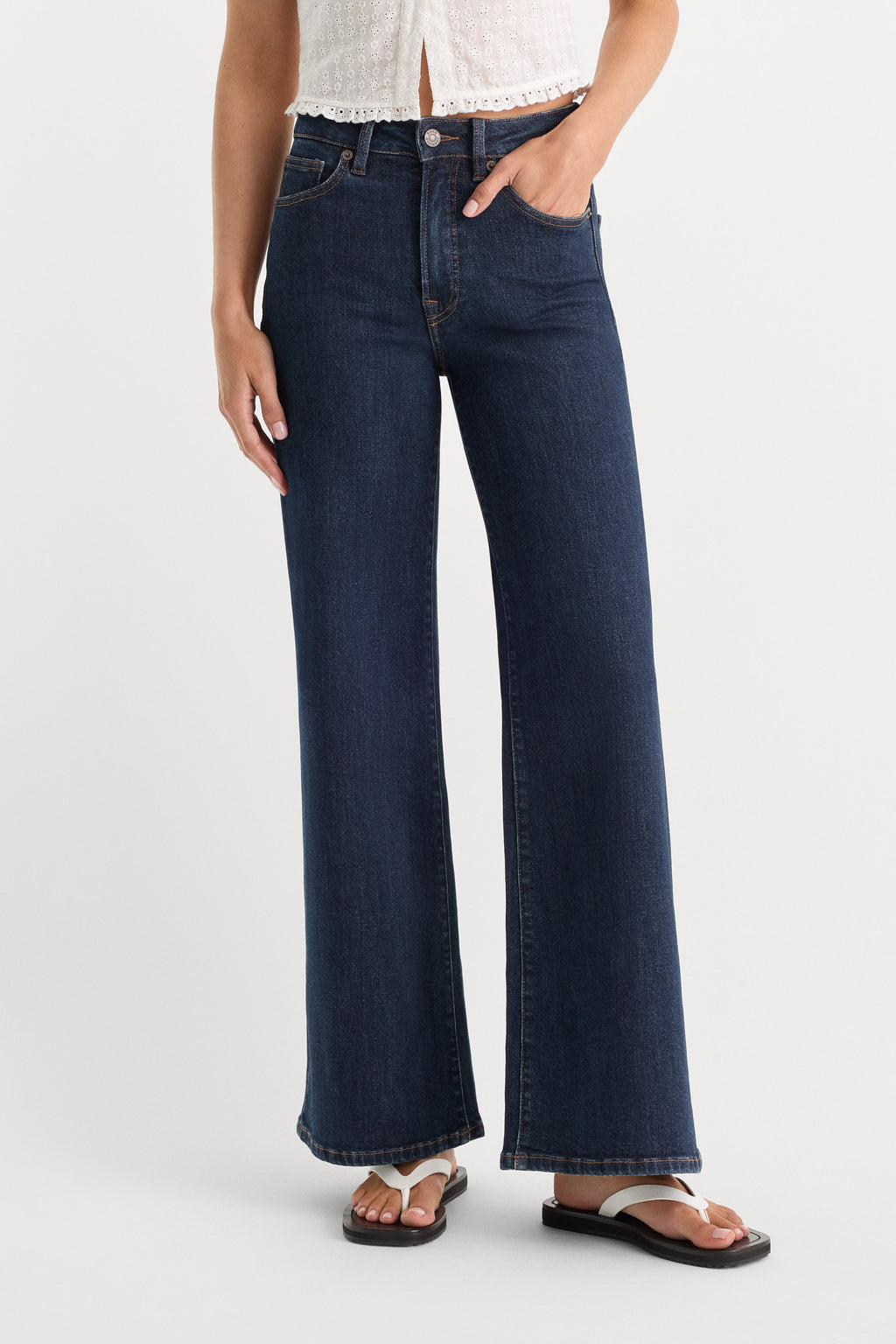 Luxury GOOD WAIST PALAZZO ANKLE JEANS INDIGO1231