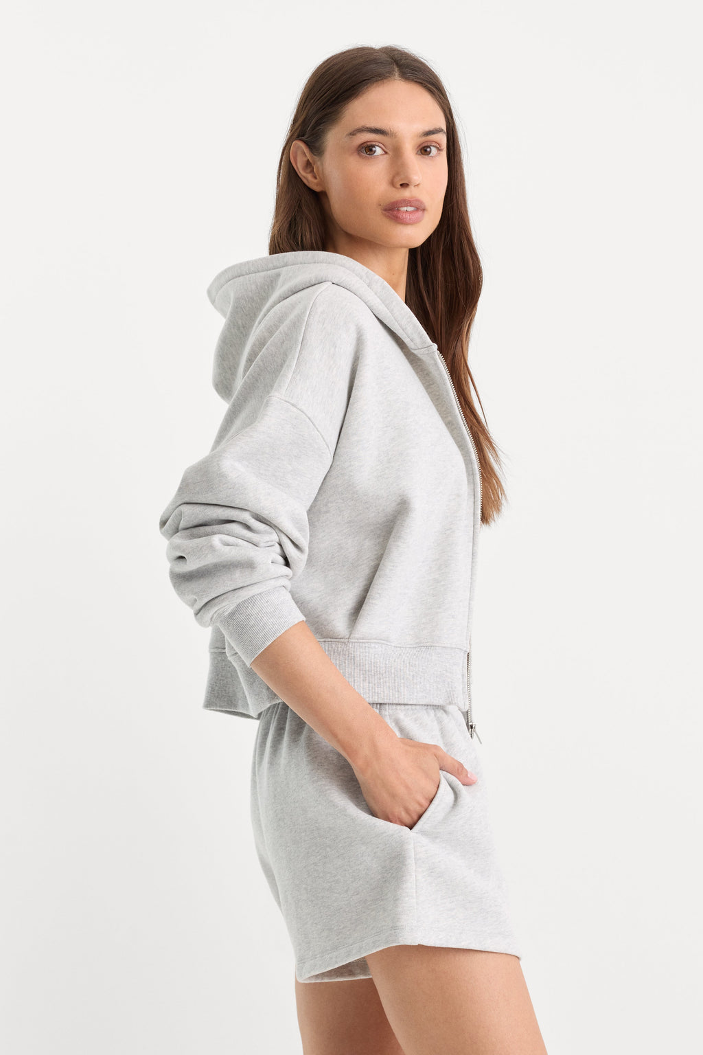 Luxury THE ZIP UP SWEATSHIRT HEATHER GREY