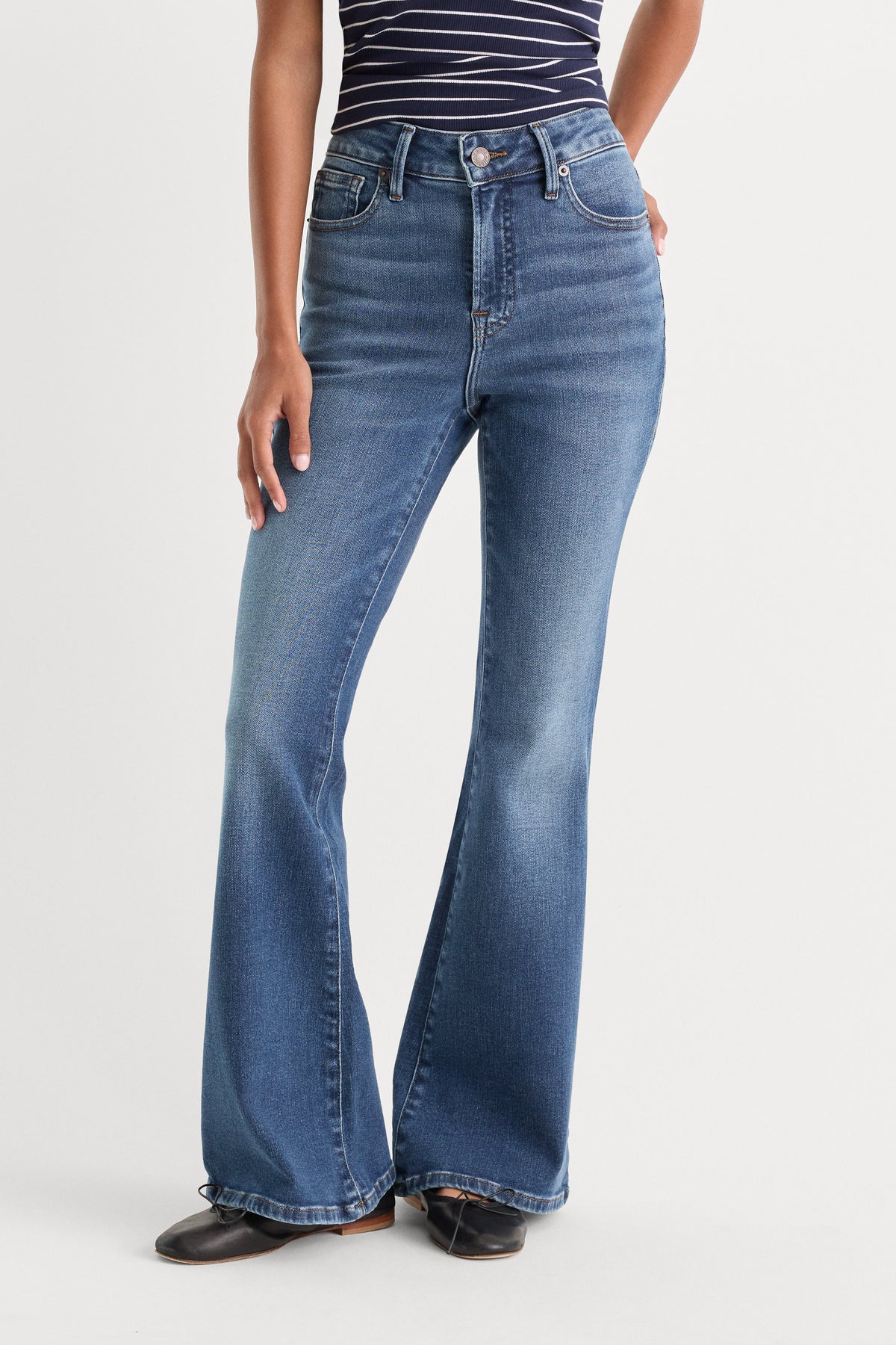 Luxury SOFT TECH GOOD PETITE FLARE JEANS INDIGO1233