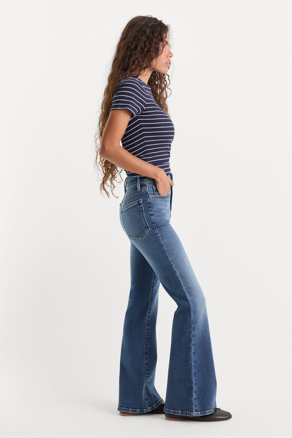 Luxury SOFT TECH GOOD PETITE FLARE JEANS INDIGO1233
