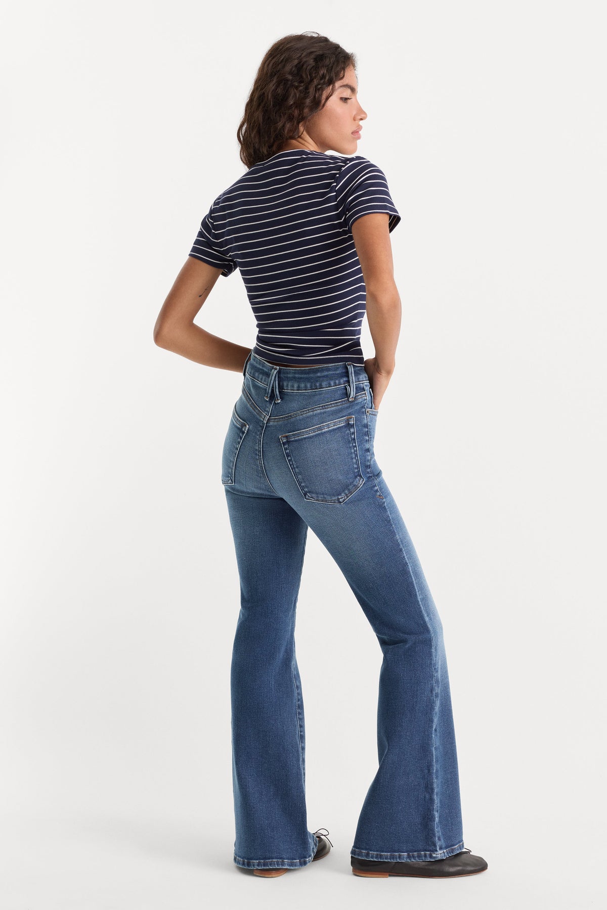 Luxury SOFT TECH GOOD PETITE FLARE JEANS INDIGO1233