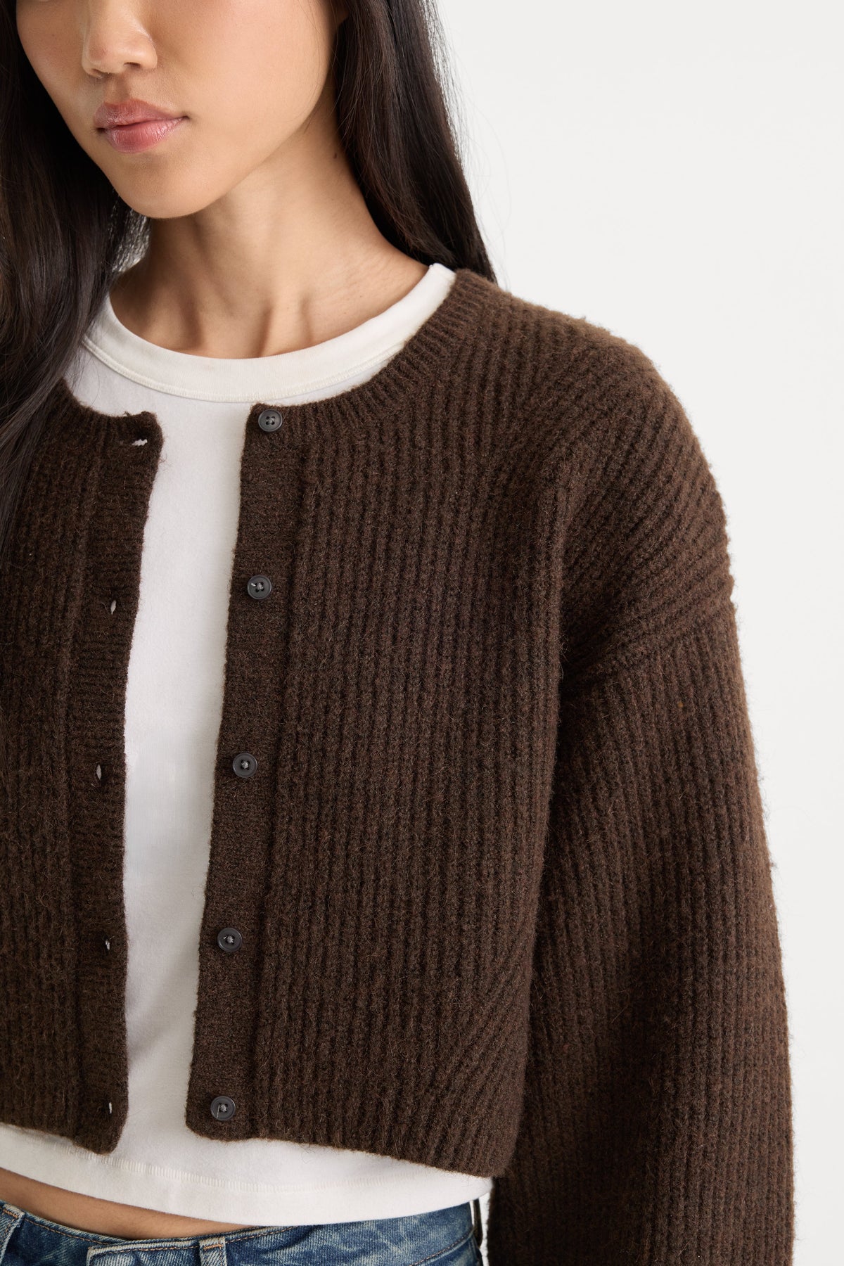 Luxury THE CHUNKY KNIT CARDIGAN ESPRESSO