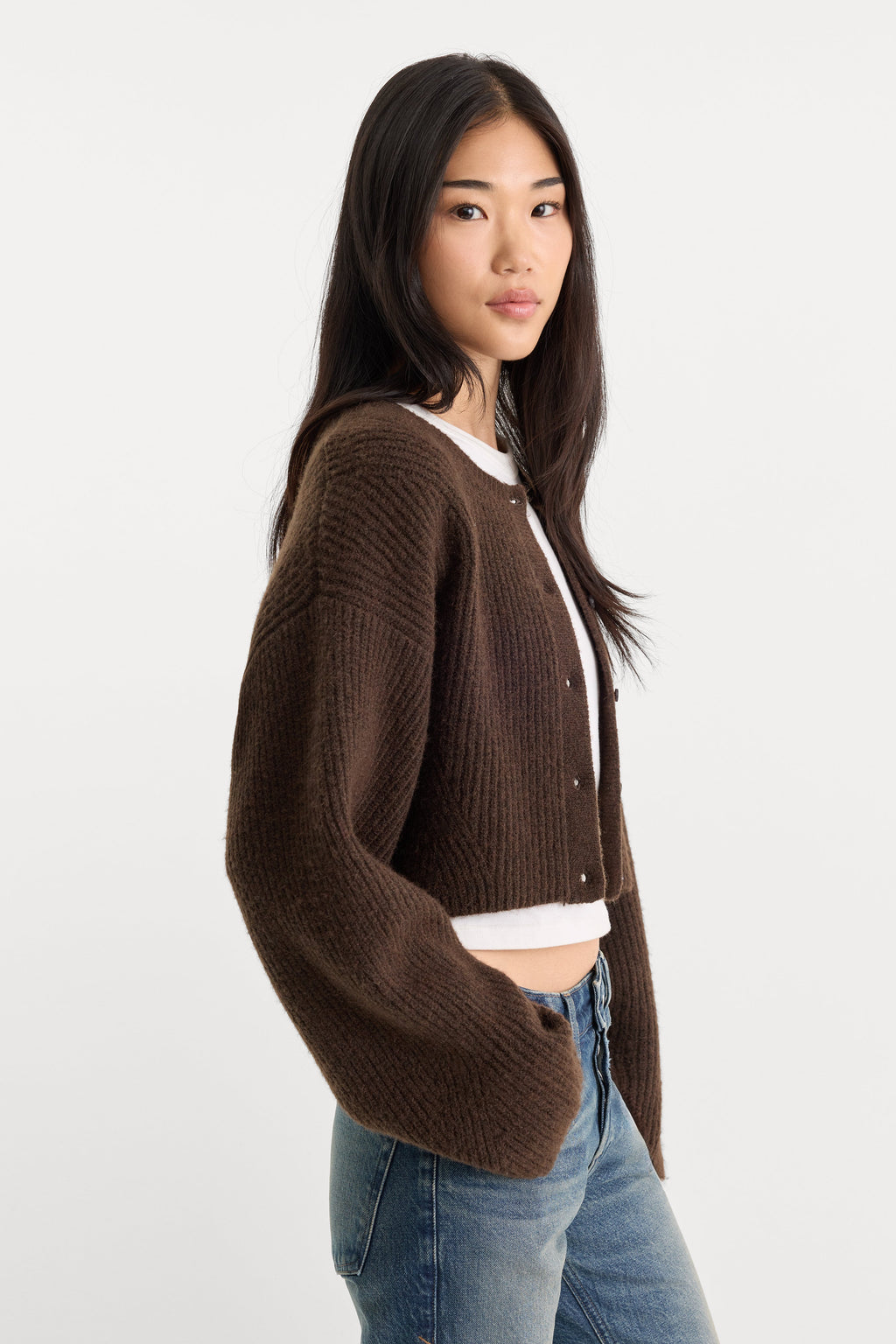 Luxury THE CHUNKY KNIT CARDIGAN ESPRESSO