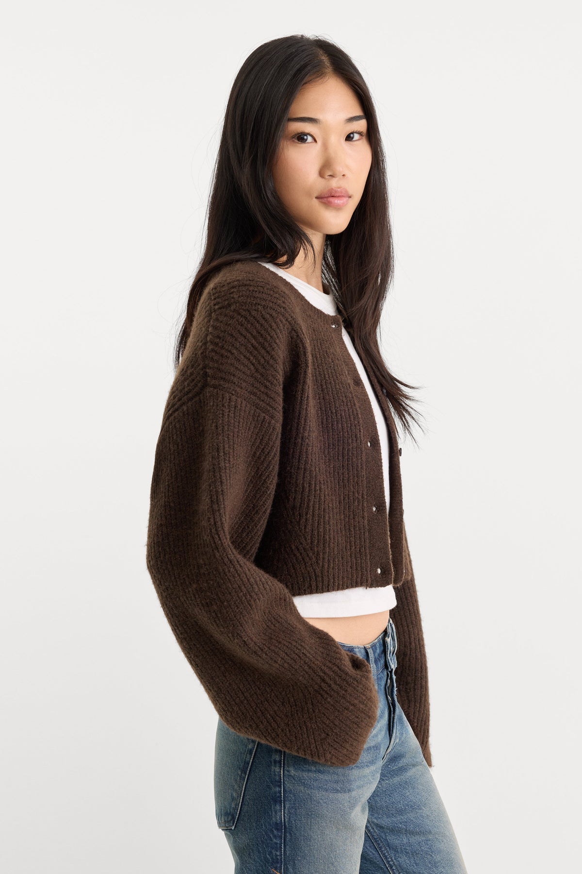 Luxury THE CHUNKY KNIT CARDIGAN ESPRESSO
