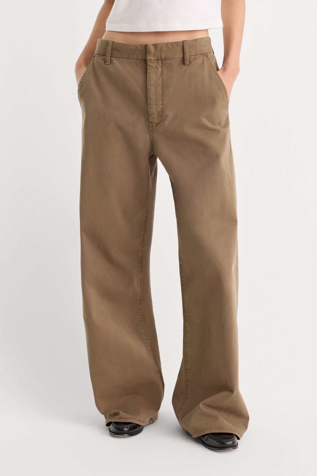 Luxury LOW SLUNG BAGGY TROUSER TEA BARK