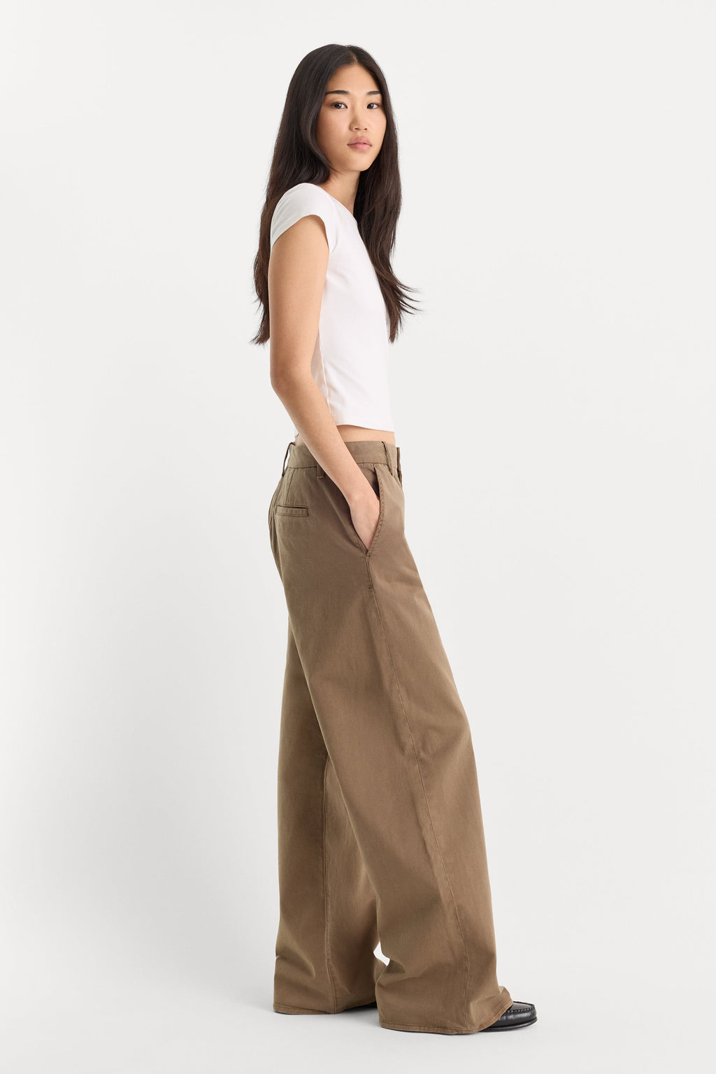 Luxury LOW SLUNG BAGGY TROUSER TEA BARK