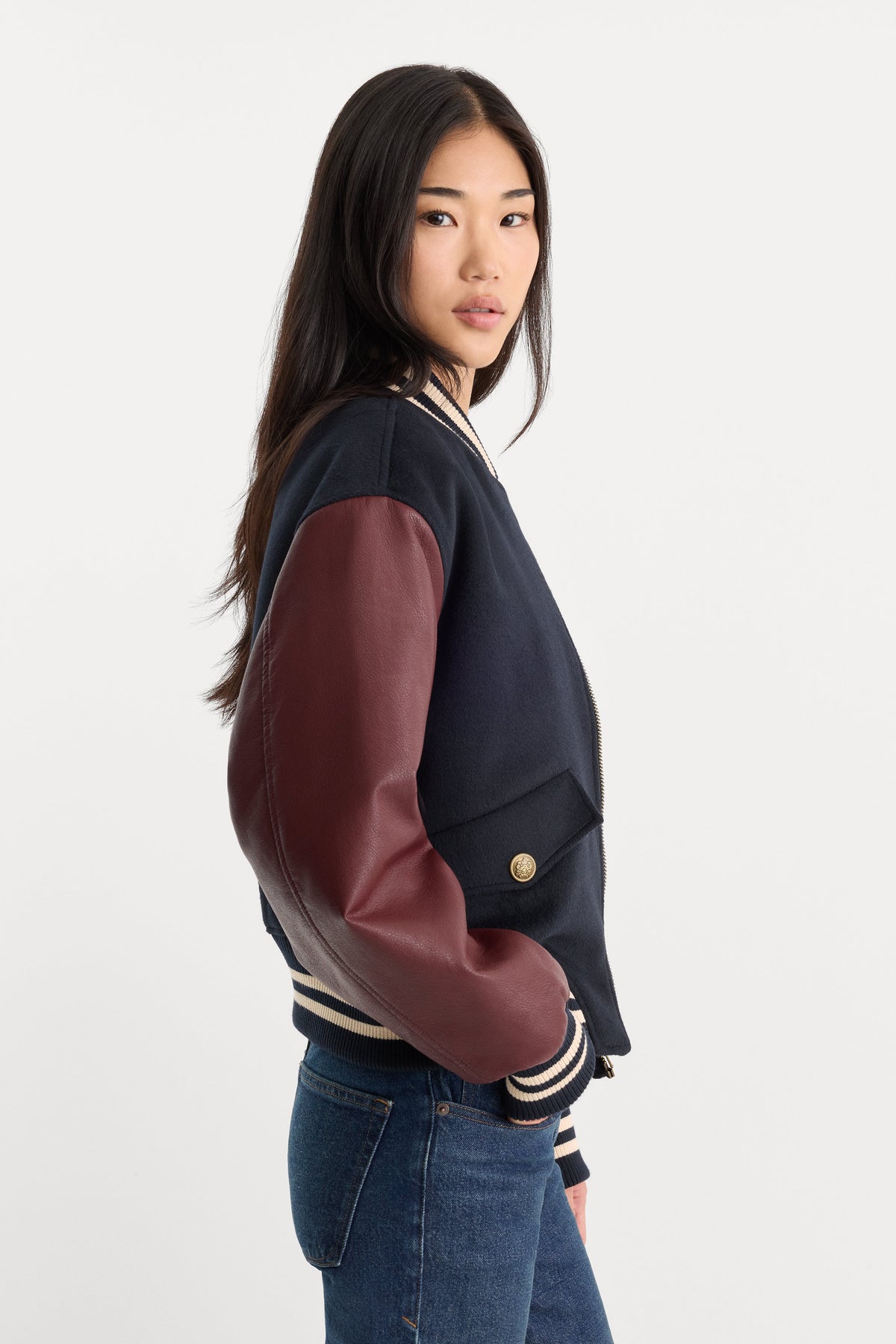 Luxury THE TEAM VARSITY JACKET NEW NAVY002