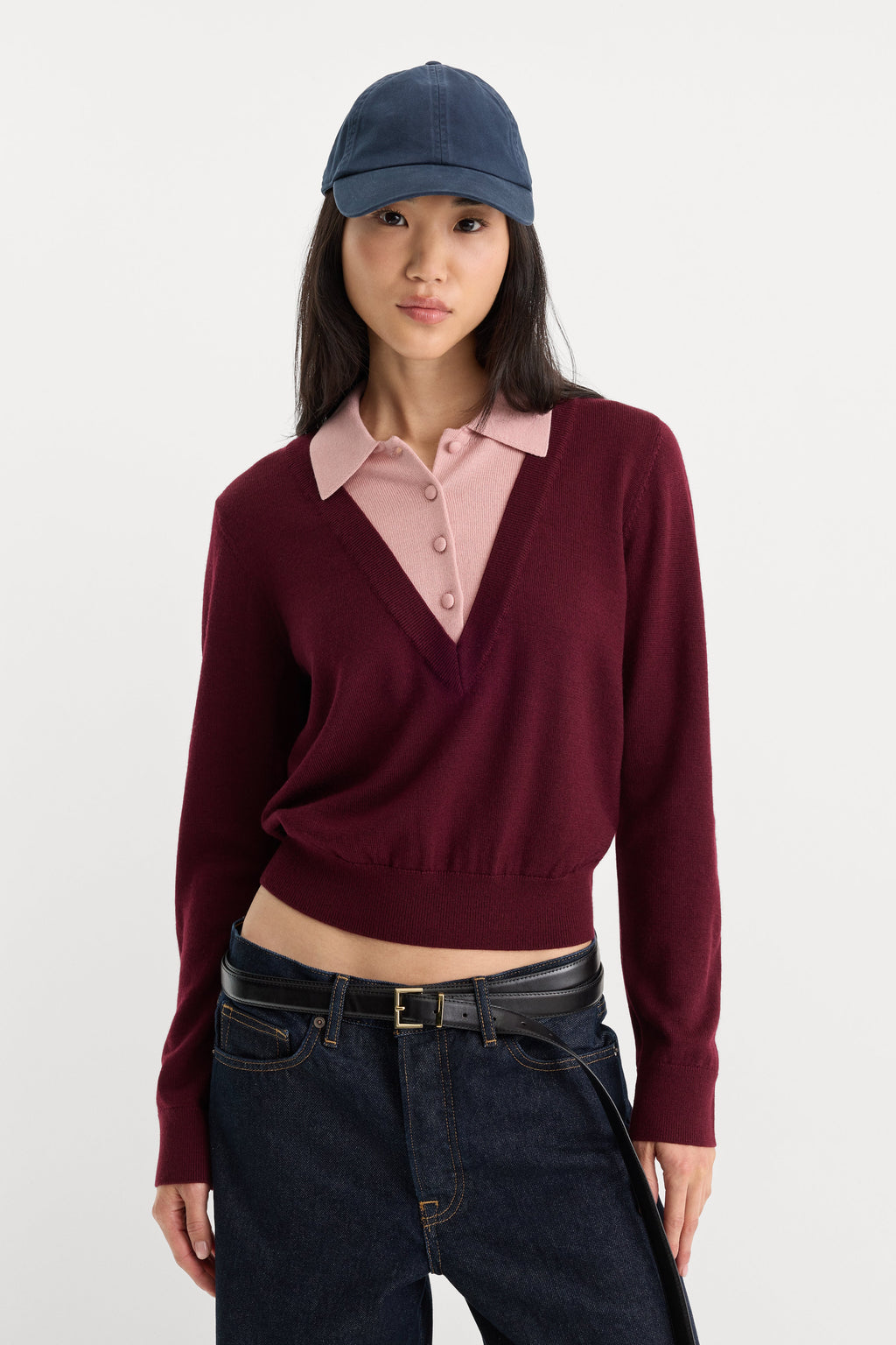 Luxury THE TWO IN ONE SWEATER BERRY NOIR WITH BLUSH