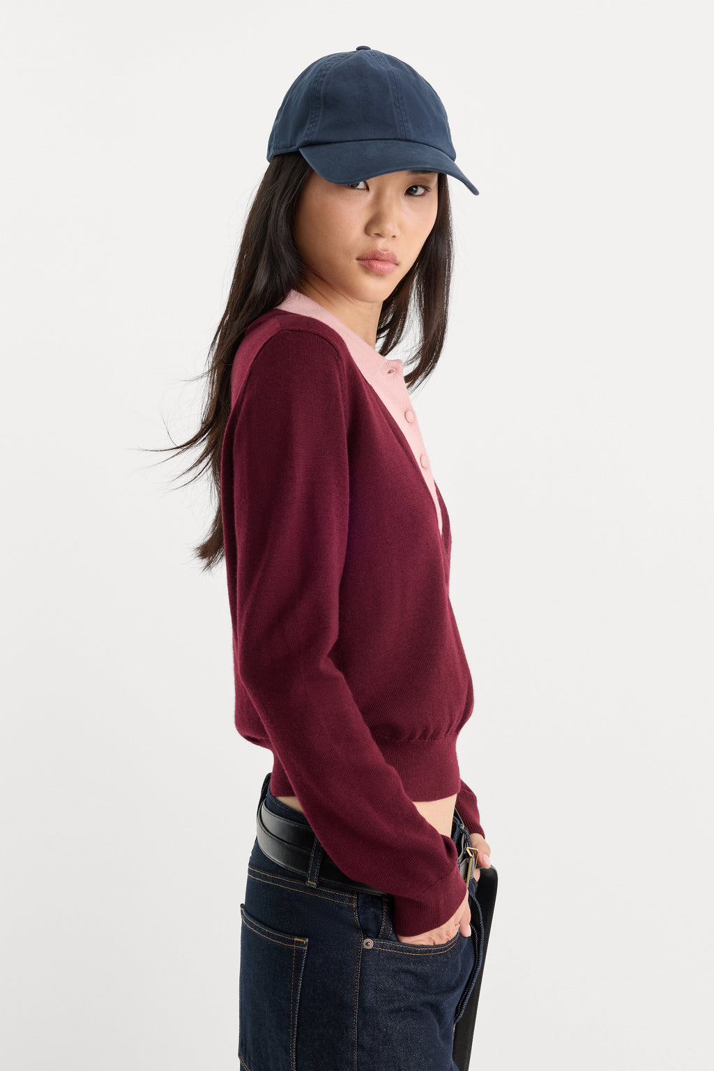 Luxury THE TWO IN ONE SWEATER BERRY NOIR WITH BLUSH