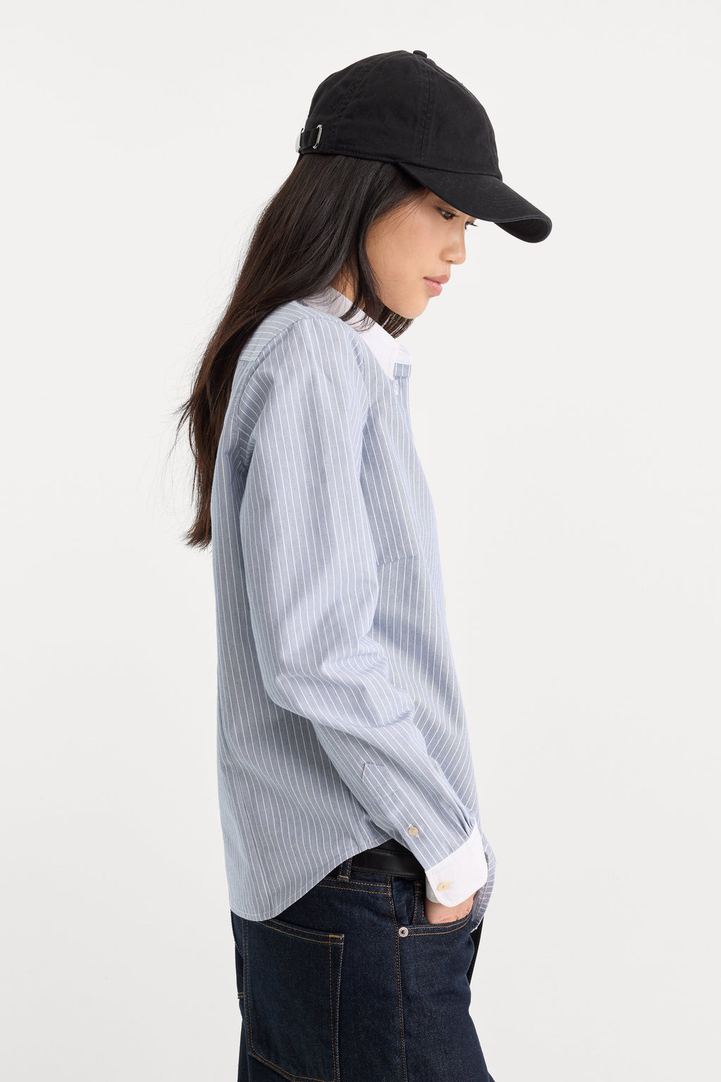 Luxury THE OXFORD CONTRAST SHIRT SLATE BLUE STRIPE