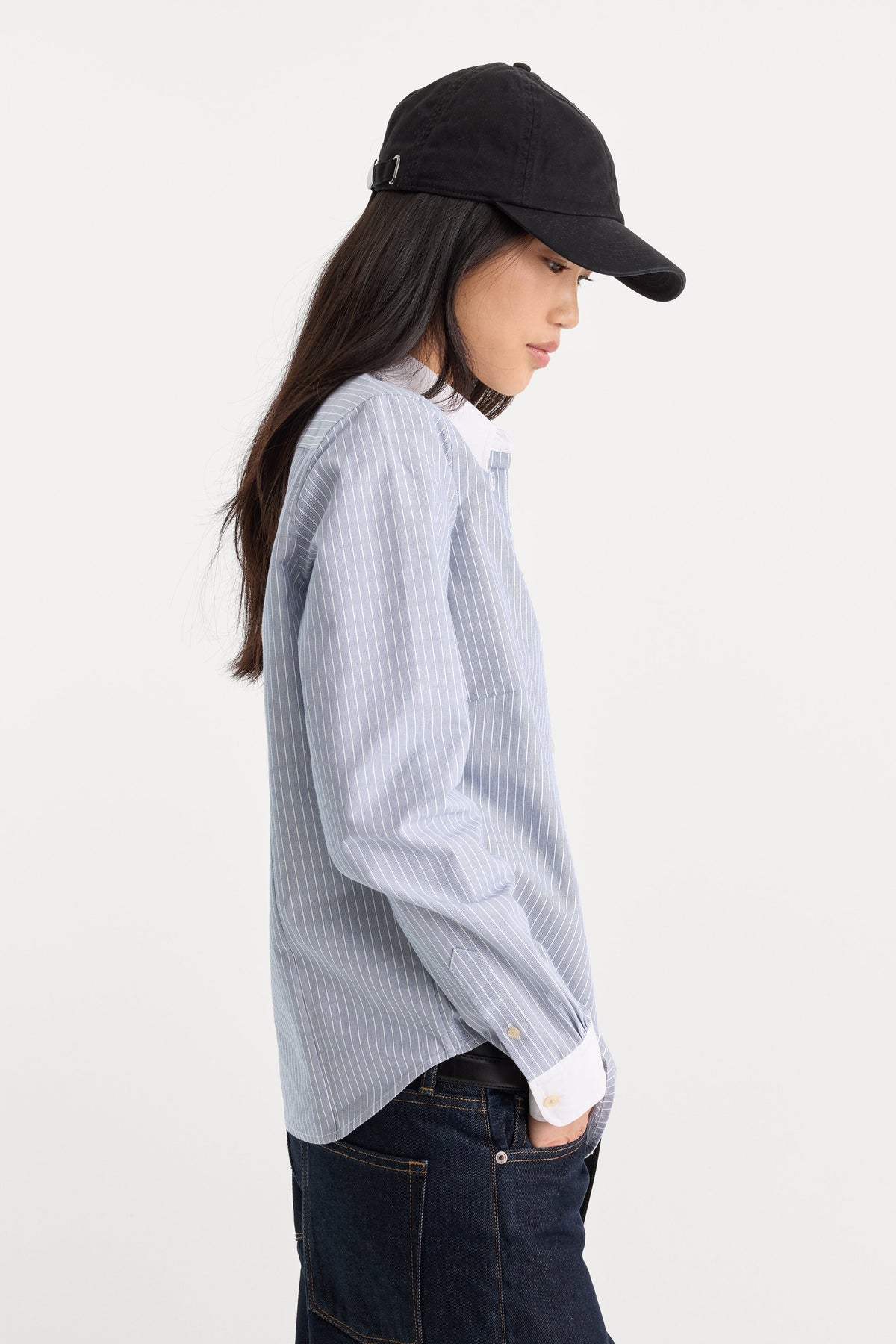 Luxury THE OXFORD CONTRAST SHIRT SLATE BLUE STRIPE