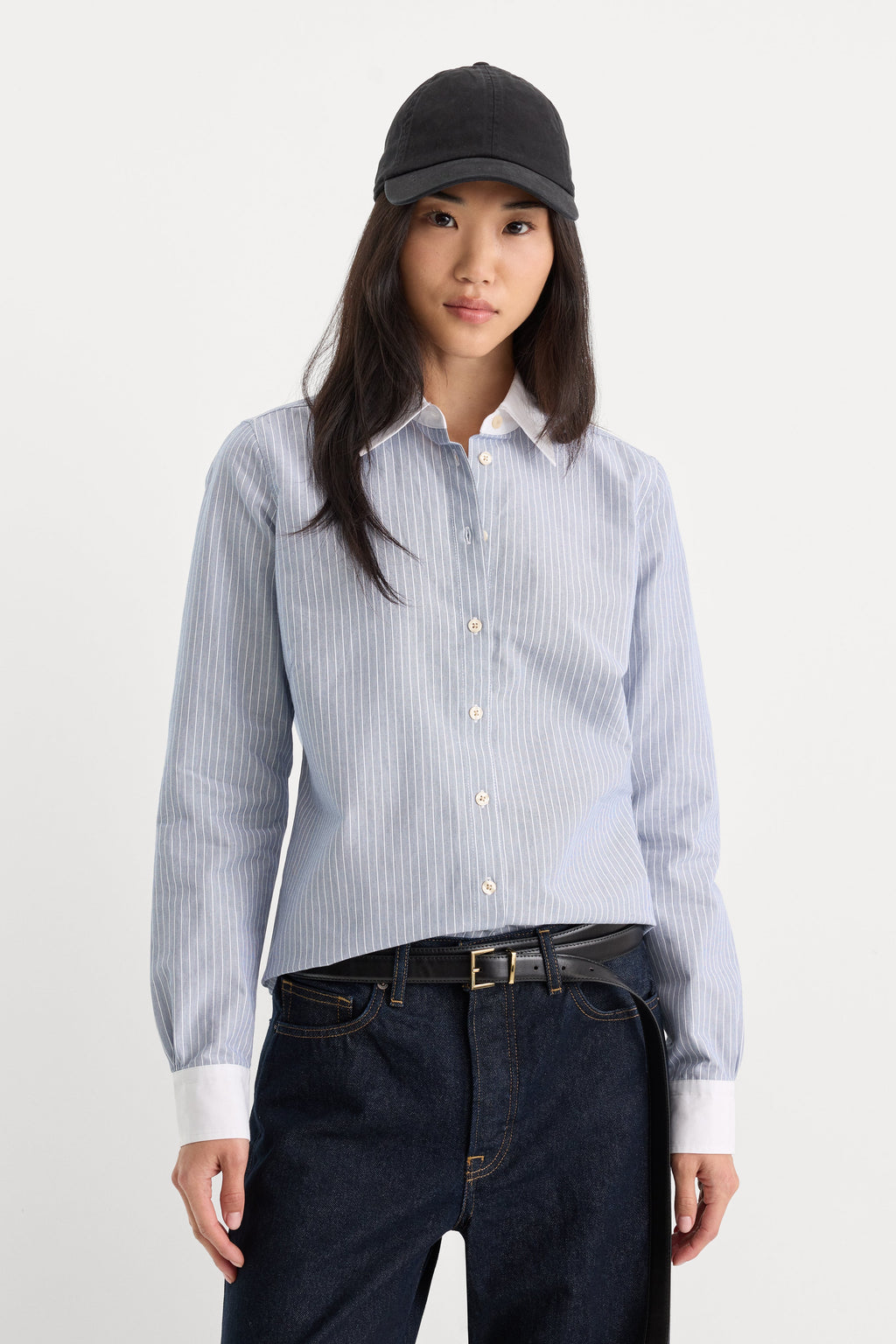 Luxury THE OXFORD CONTRAST SHIRT SLATE BLUE STRIPE