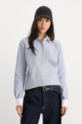 Luxury THE OXFORD CONTRAST SHIRT SLATE BLUE STRIPE