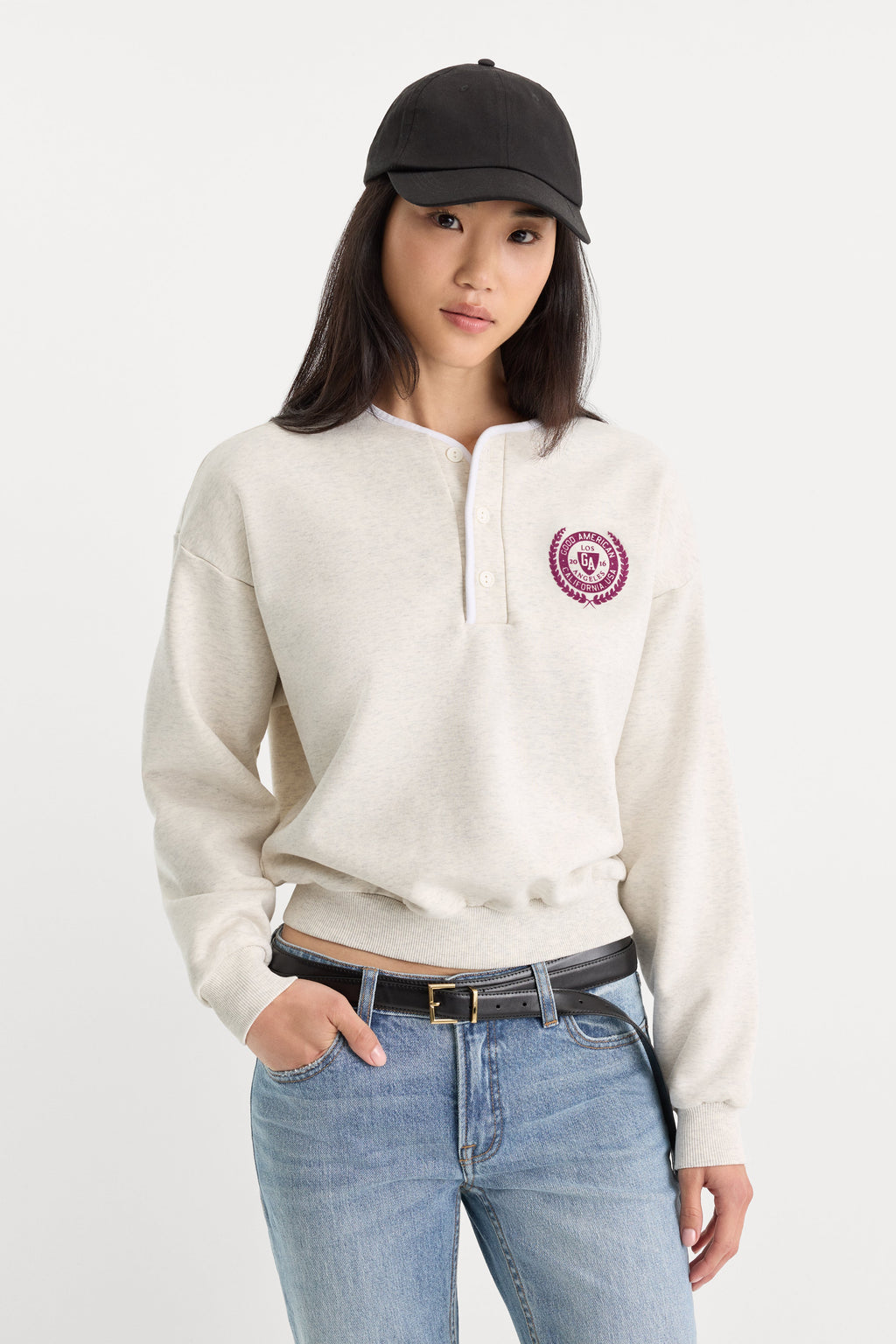 Luxury THE BRUSHED FLEECE HENLEY OATMEAL