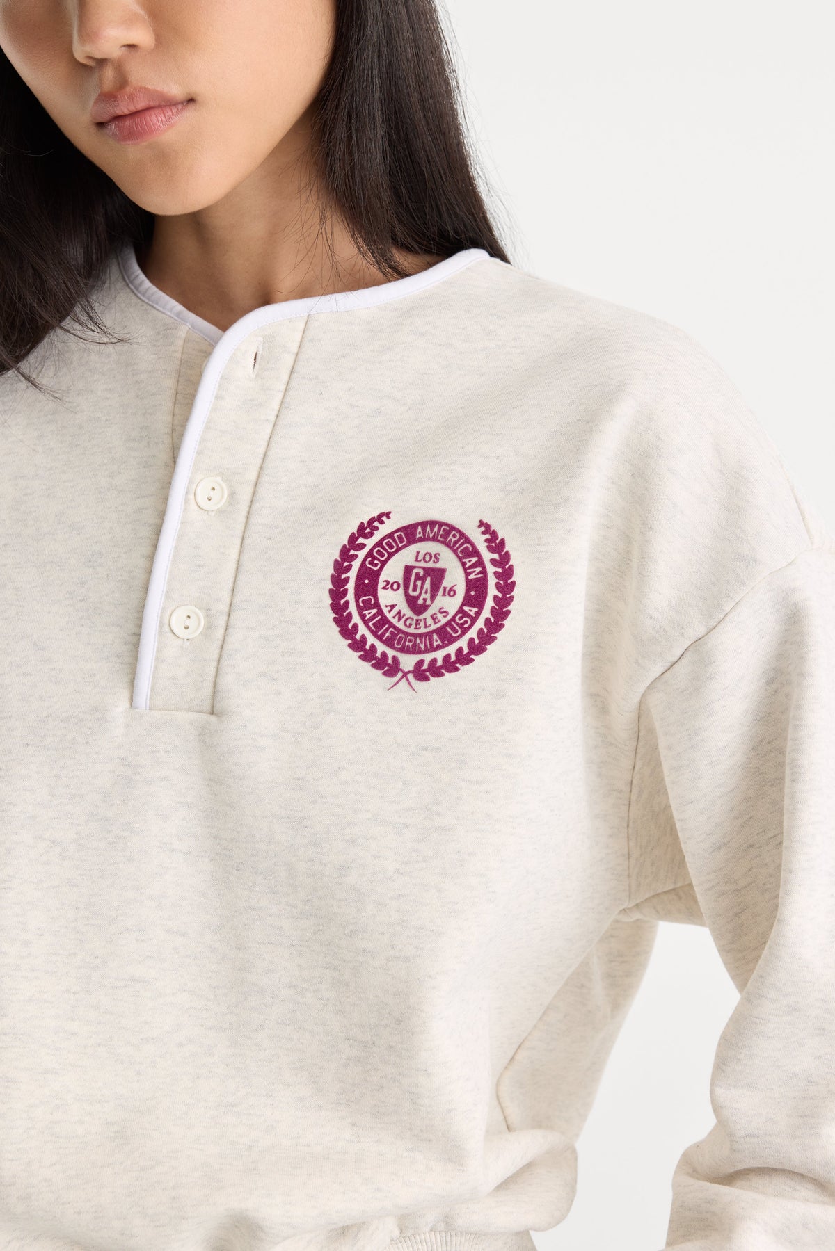Luxury THE BRUSHED FLEECE HENLEY OATMEAL