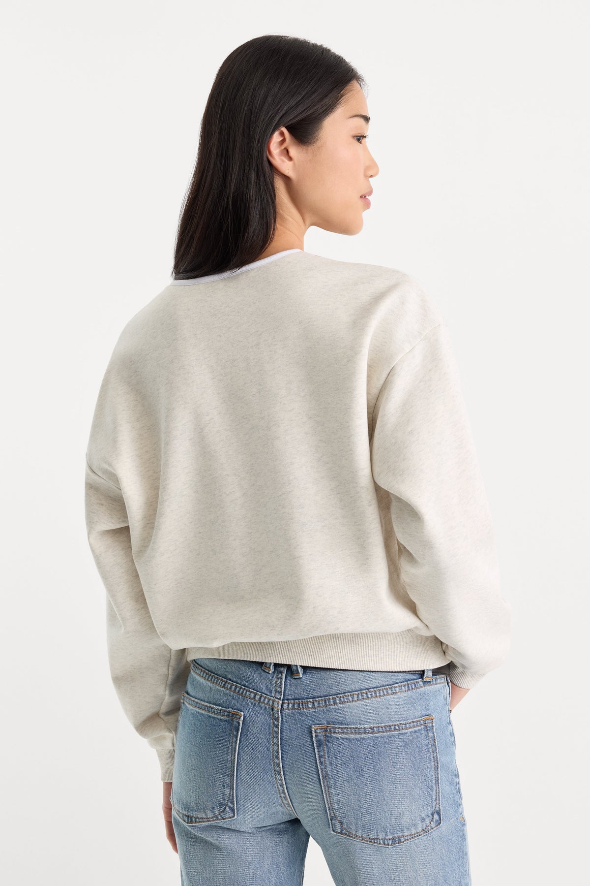 Luxury THE BRUSHED FLEECE HENLEY OATMEAL