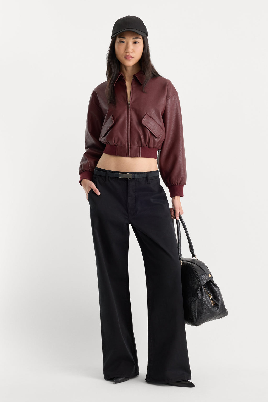 Luxury THE BETTER THAN LEATHER BOMBER JACKET BERRY NOIR