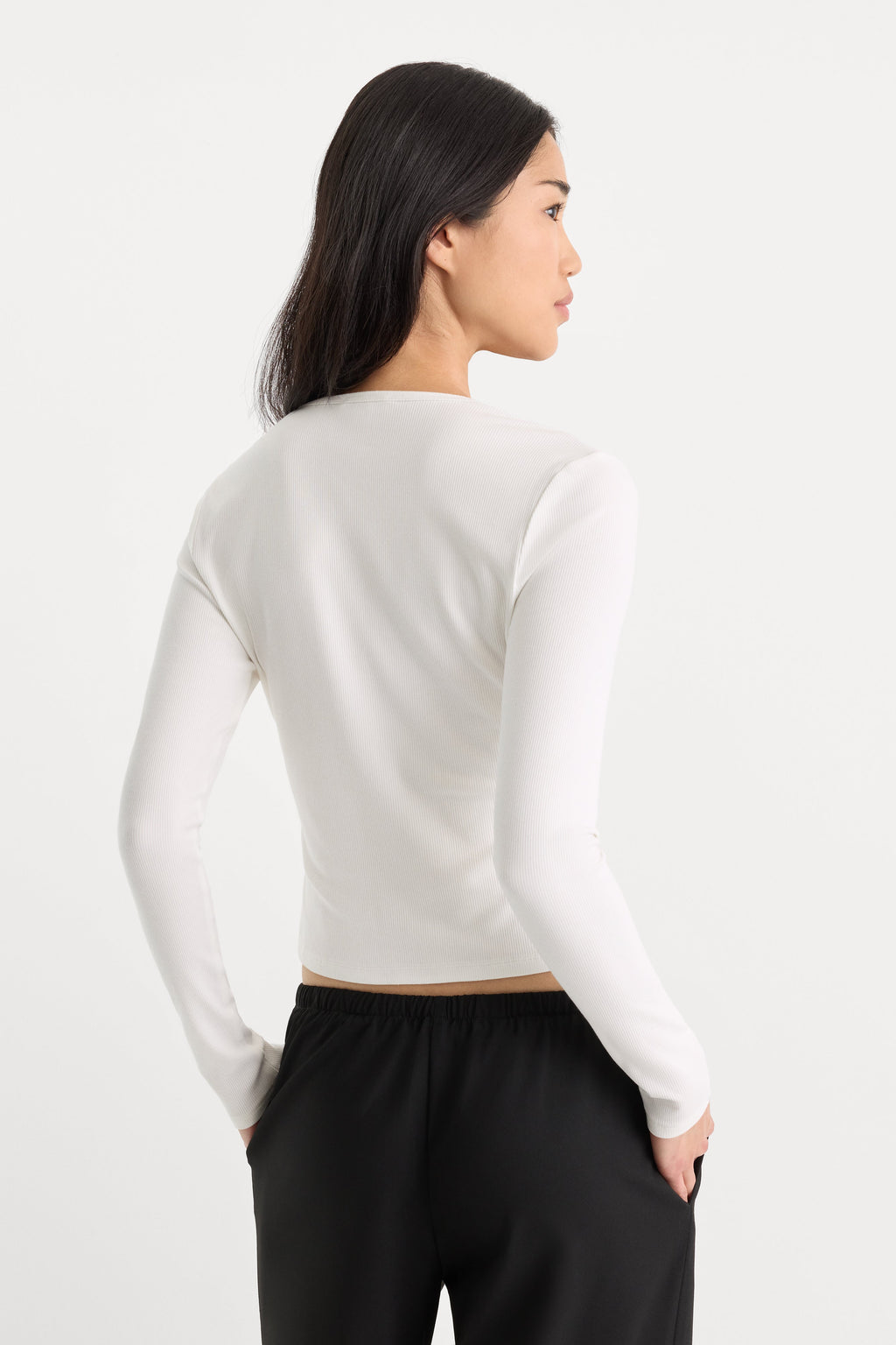 Luxury THE RIB V NECK CARDIGAN CHALK