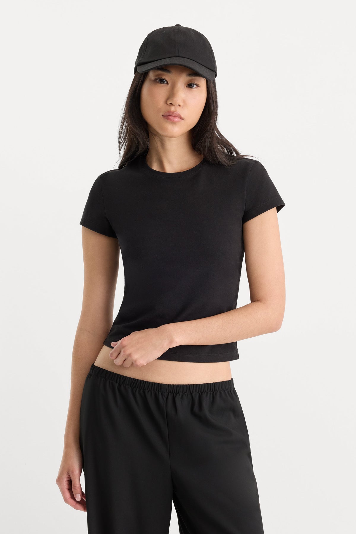 Luxury THE CAP SLEEVE TEE BLACK001