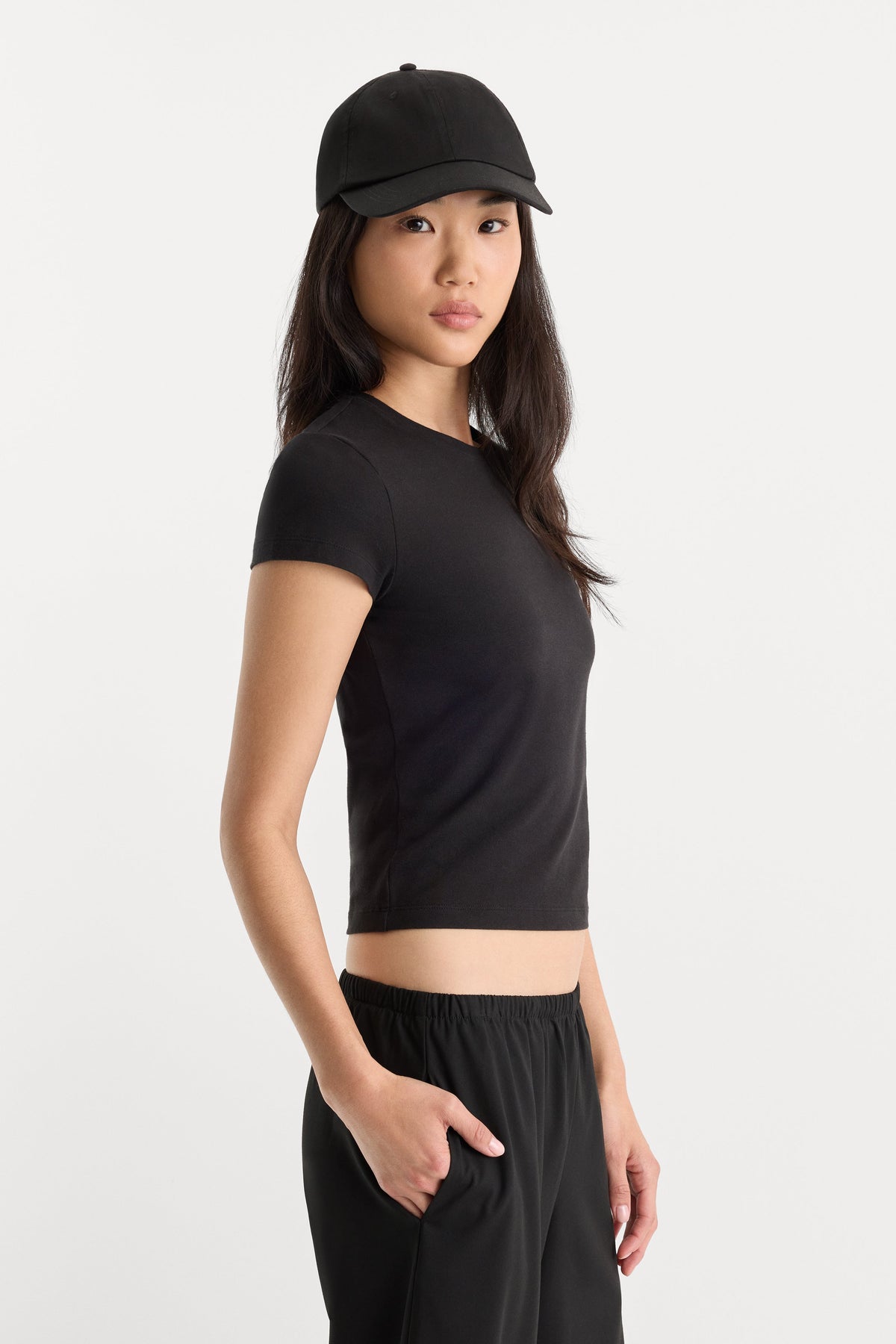 Luxury THE CAP SLEEVE TEE BLACK001