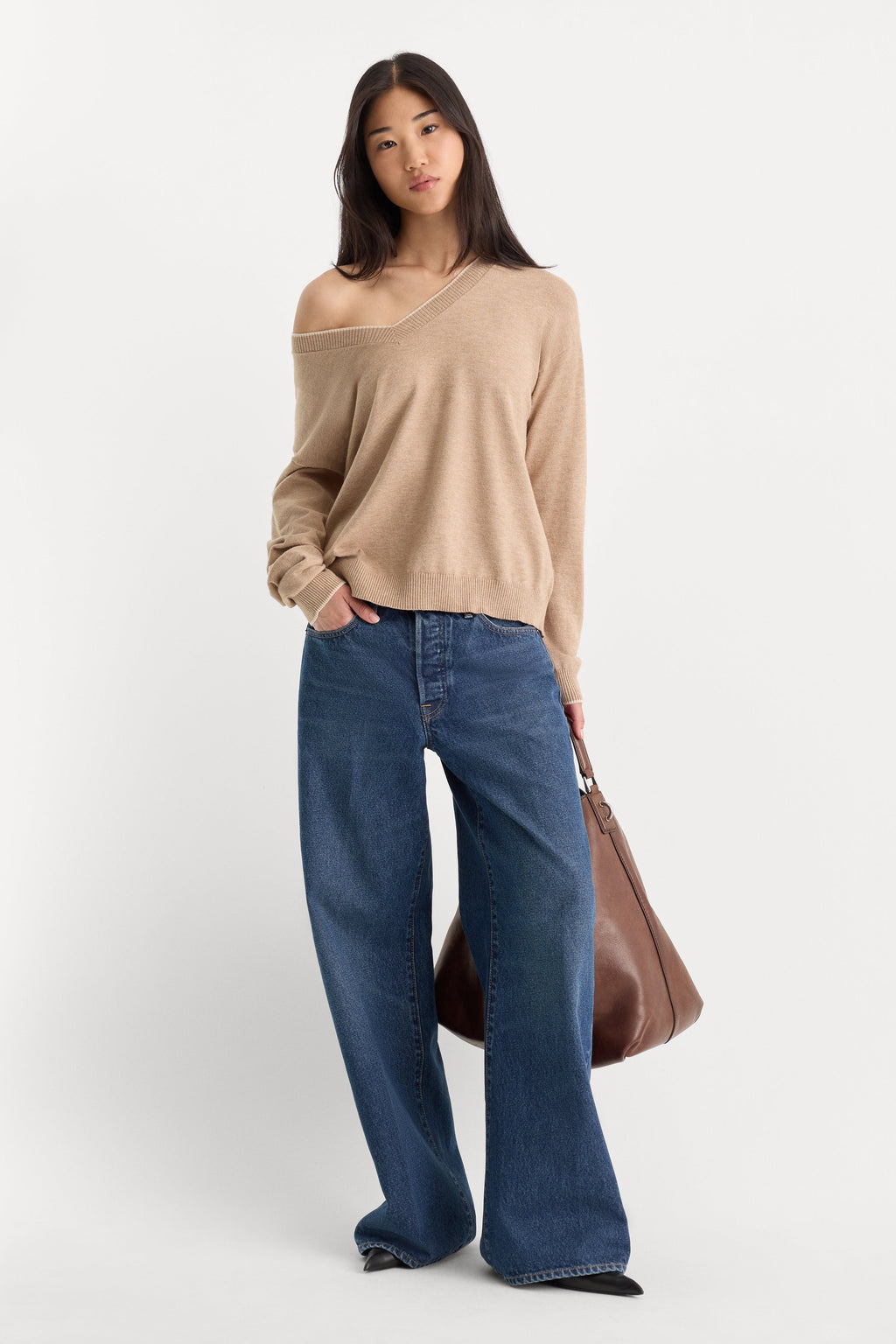 Luxury THE COZY V NECK SWEATER DUNE MIST