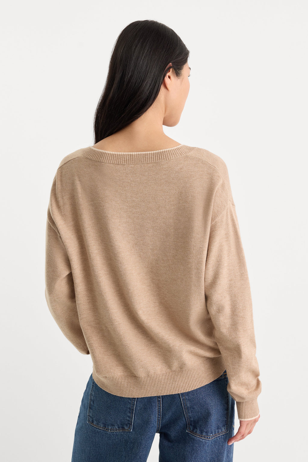 Luxury THE COZY V NECK SWEATER DUNE MIST