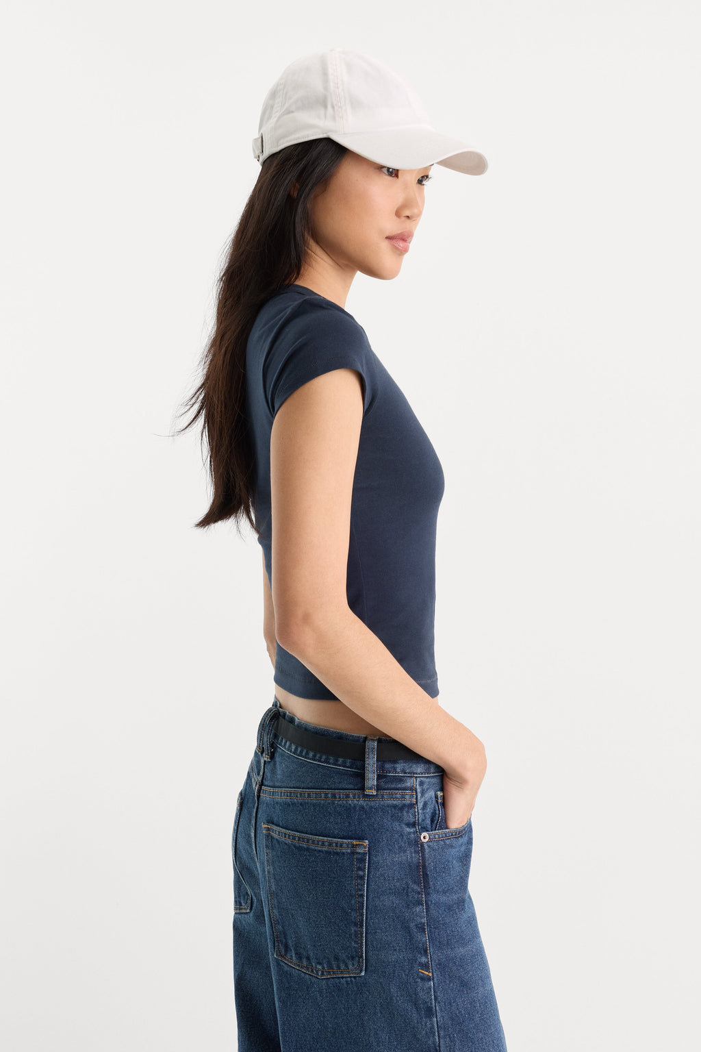 Luxury THE CAP SLEEVE TEE NEW NAVY