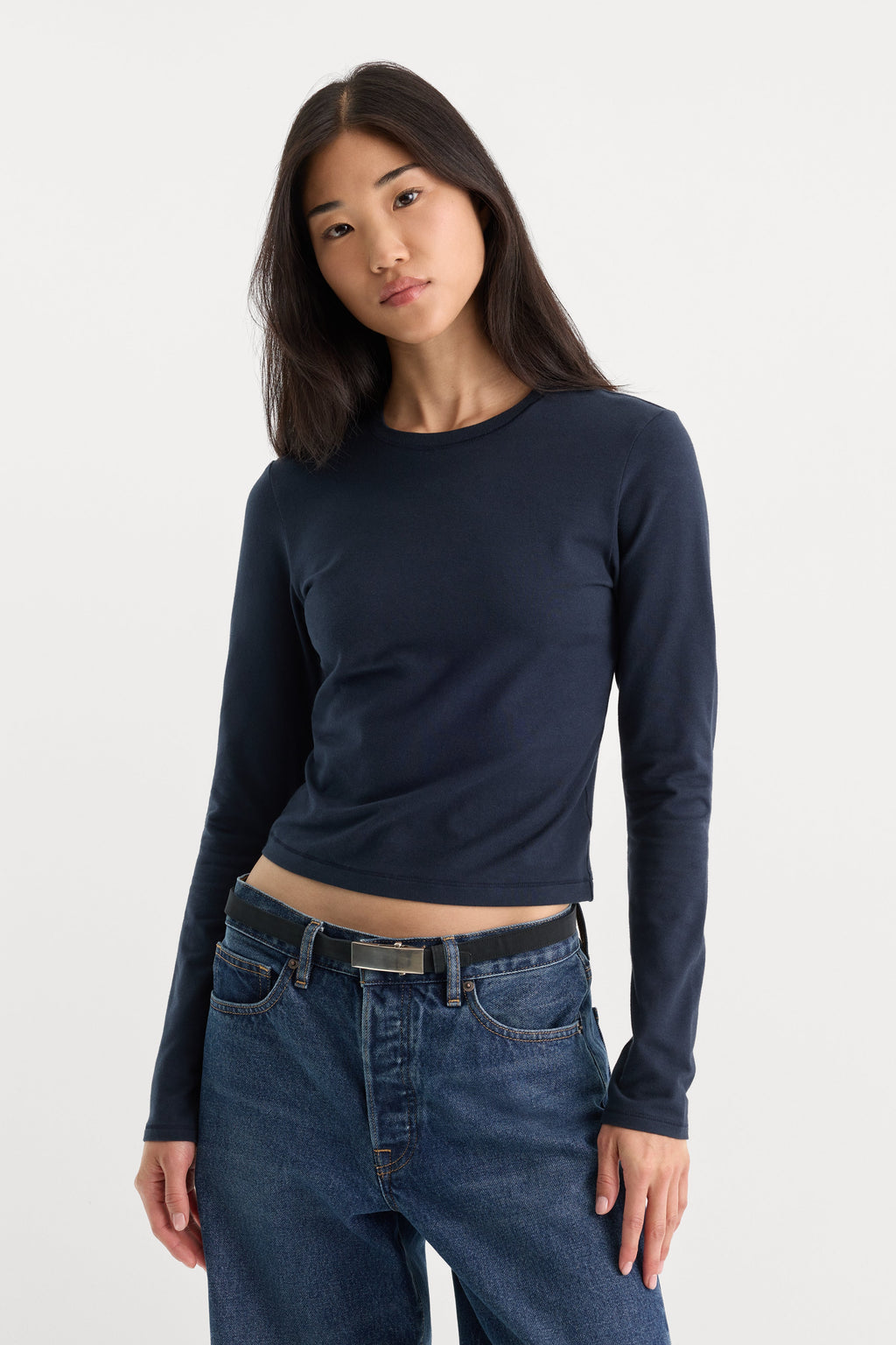 Luxury THE LONG SLEEVE BABY TEE NEW NAVY