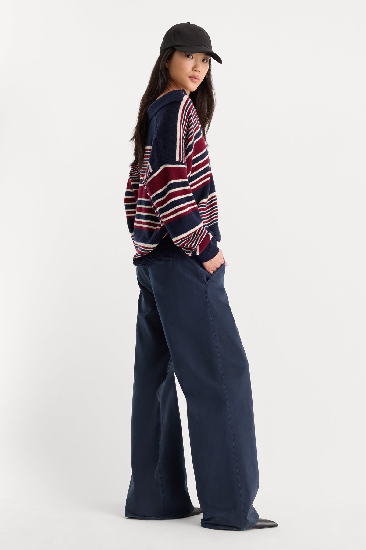 Luxury LOW SLUNG BAGGY TROUSER NEW NAVY