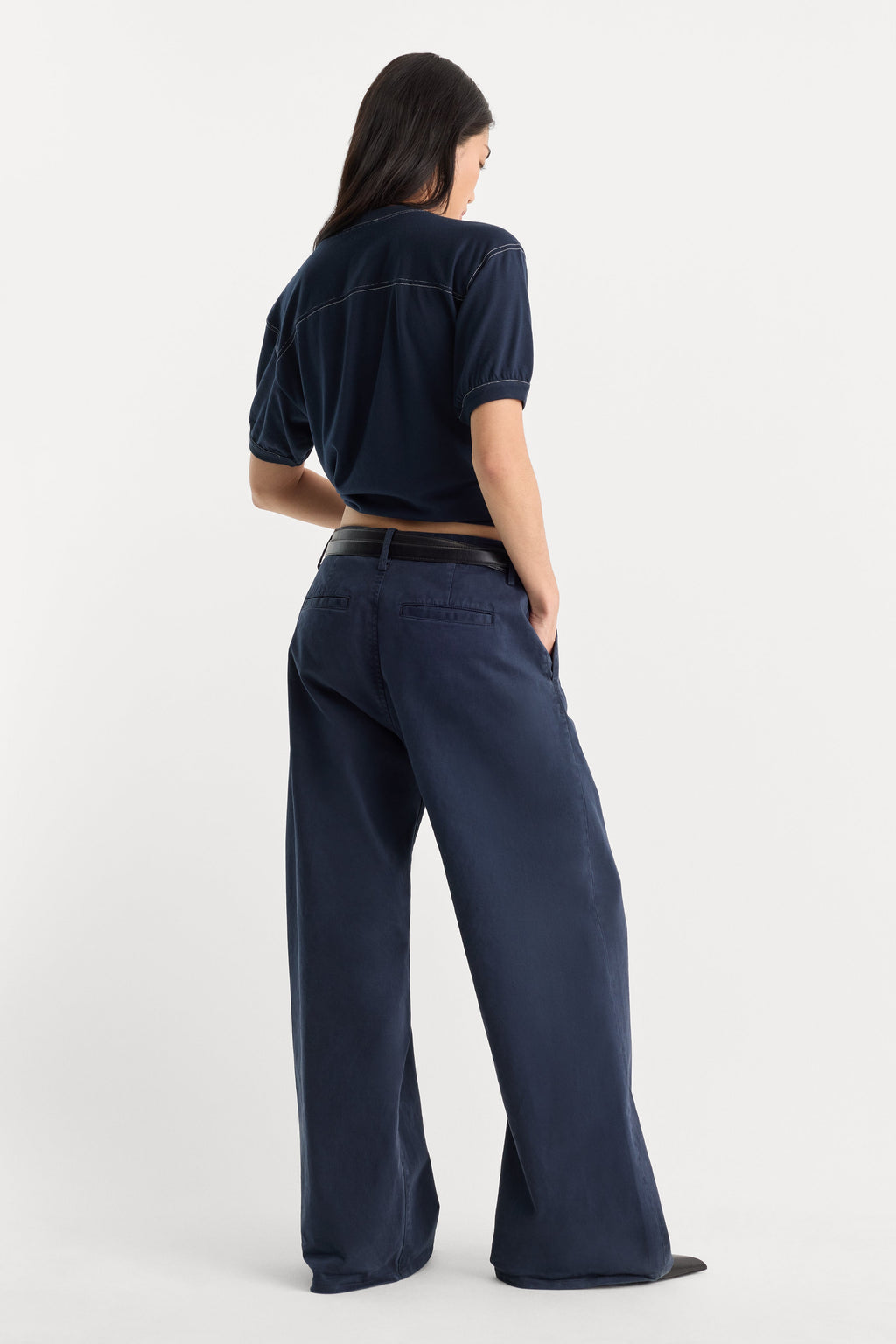 Luxury LOW SLUNG BAGGY TROUSER NEW NAVY