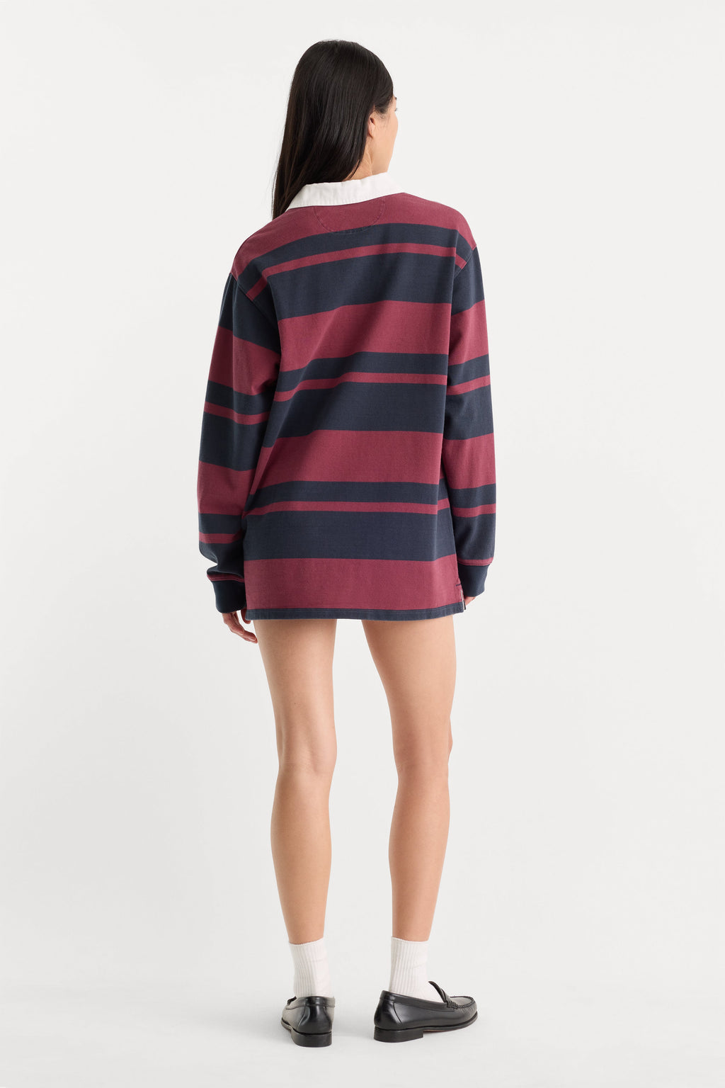 Luxury THE KNIT RUGBY MINI DRESS NAVY BERRY CLUB STRIPE