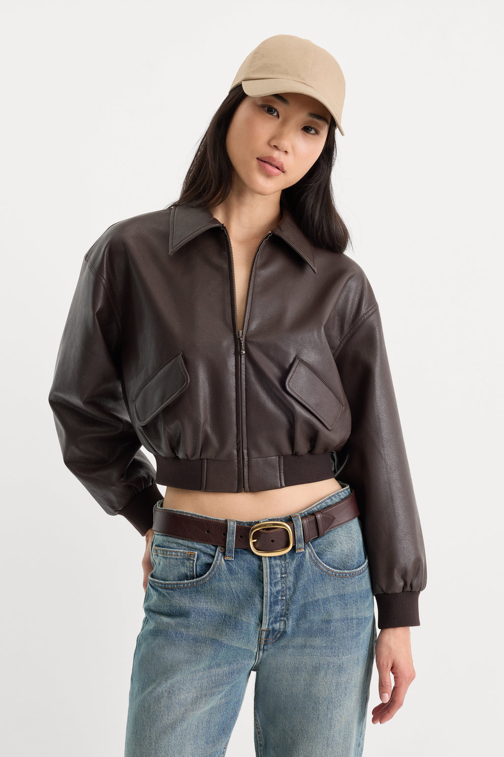 Luxury THE BETTER THAN LEATHER BOMBER JACKET ESPRESSO