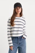 Luxury THE LONG SLEEVE LAYERED TEE NAVY DOUBLE STRIPE