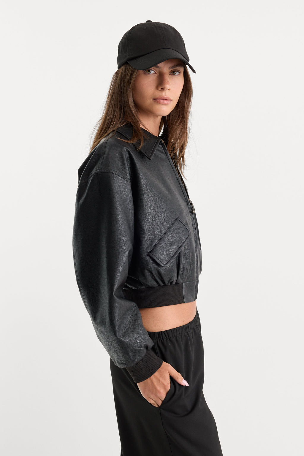 Luxury THE BETTER THAN LEATHER BOMBER JACKET BLACK001