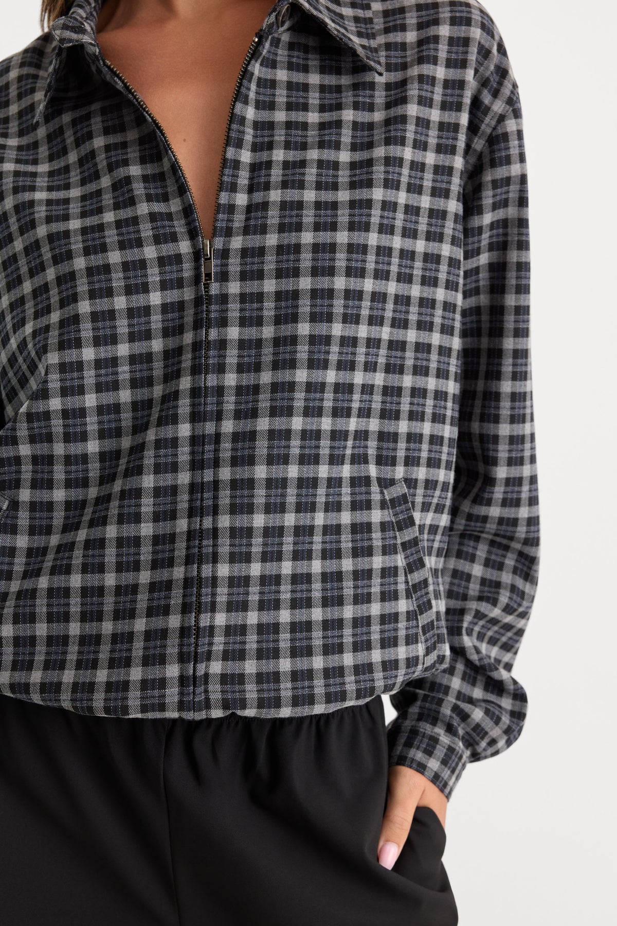Luxury THE LIGHTWEIGHT BOMBER JACKET CHARCOAL PLAID