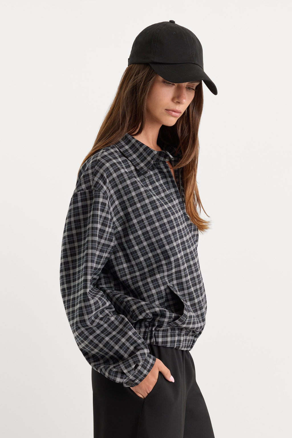 Luxury THE LIGHTWEIGHT BOMBER JACKET CHARCOAL PLAID