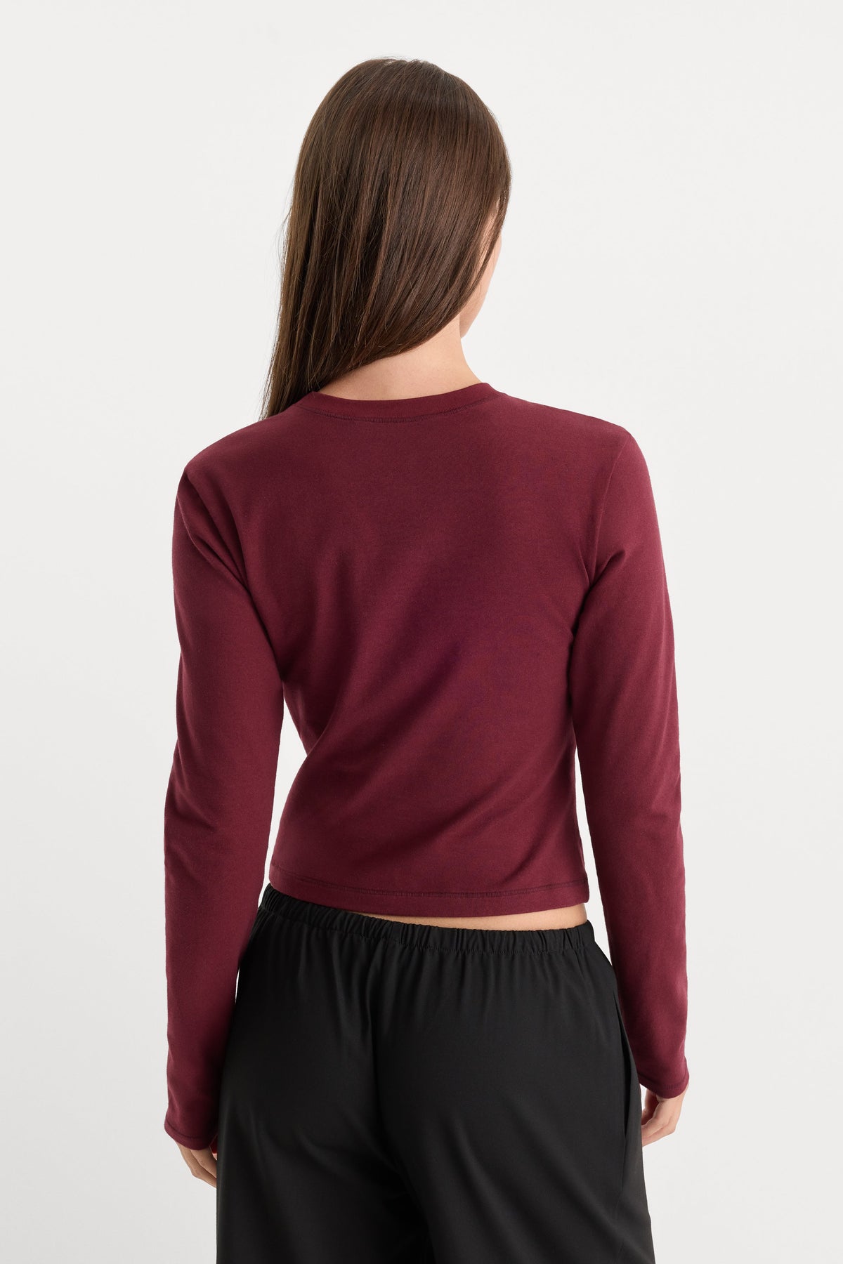 Luxury THE LONG SLEEVE BABY TEE BERRY NOIR
