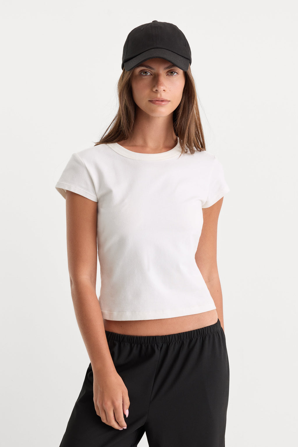 Luxury THE CAP SLEEVE TEE WHITE001