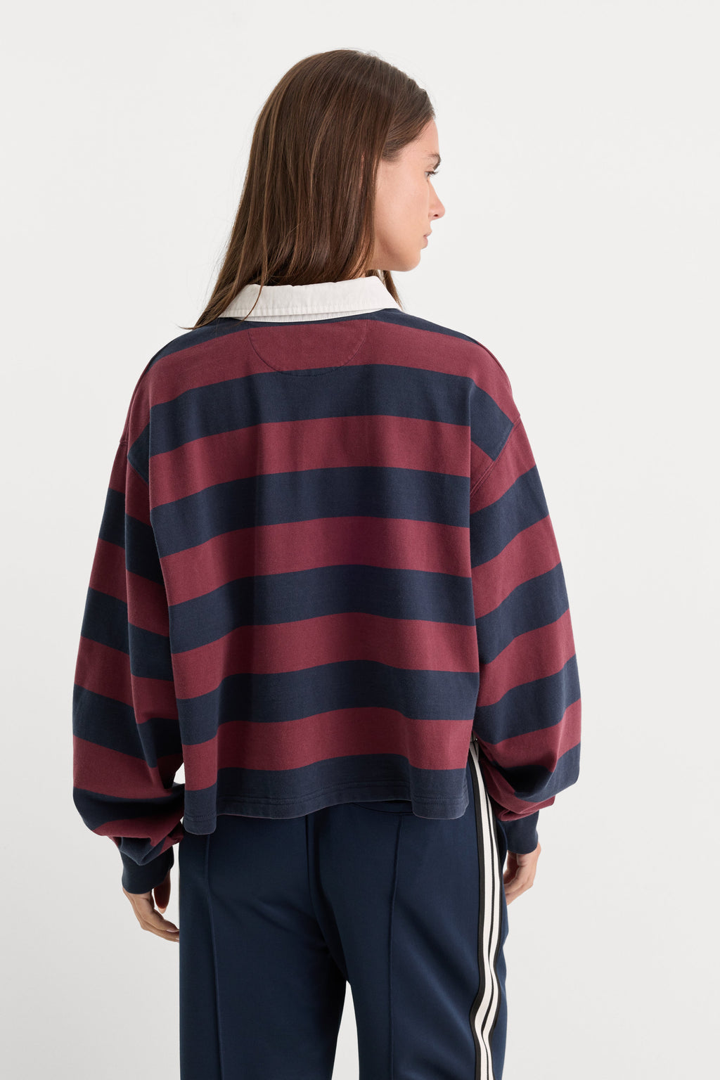 Luxury THE CROPPED RUGBY POLO NAVY BERRY NOIR BLOCK STRIPE