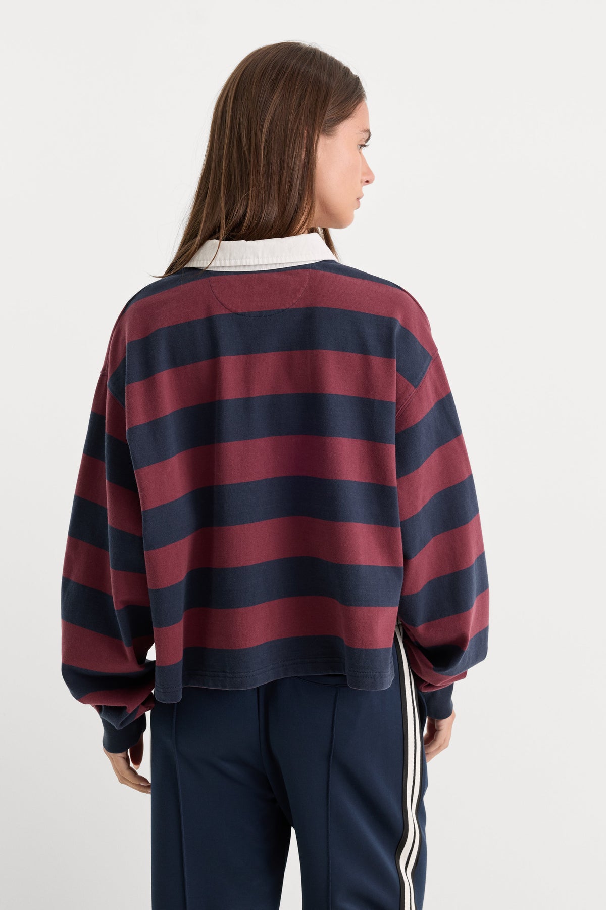 Luxury THE CROPPED RUGBY POLO NAVY BERRY NOIR BLOCK STRIPE