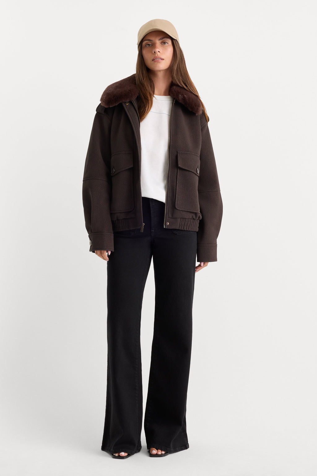 Luxury PATCH POCKET GOOD WAIST PALAZZO JEANS BLACK001