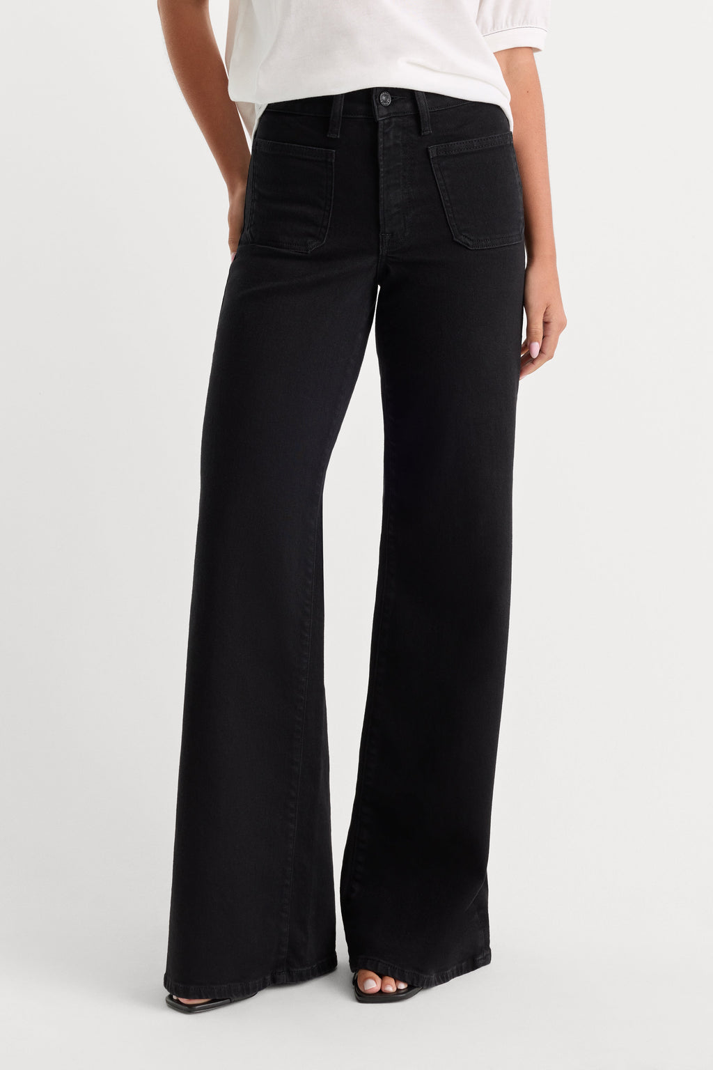 Luxury PATCH POCKET GOOD WAIST PALAZZO JEANS BLACK001