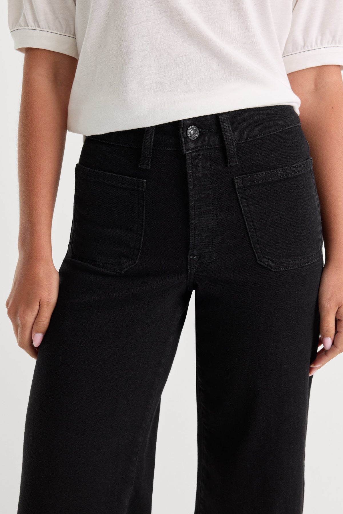 Luxury PATCH POCKET GOOD WAIST PALAZZO JEANS BLACK001
